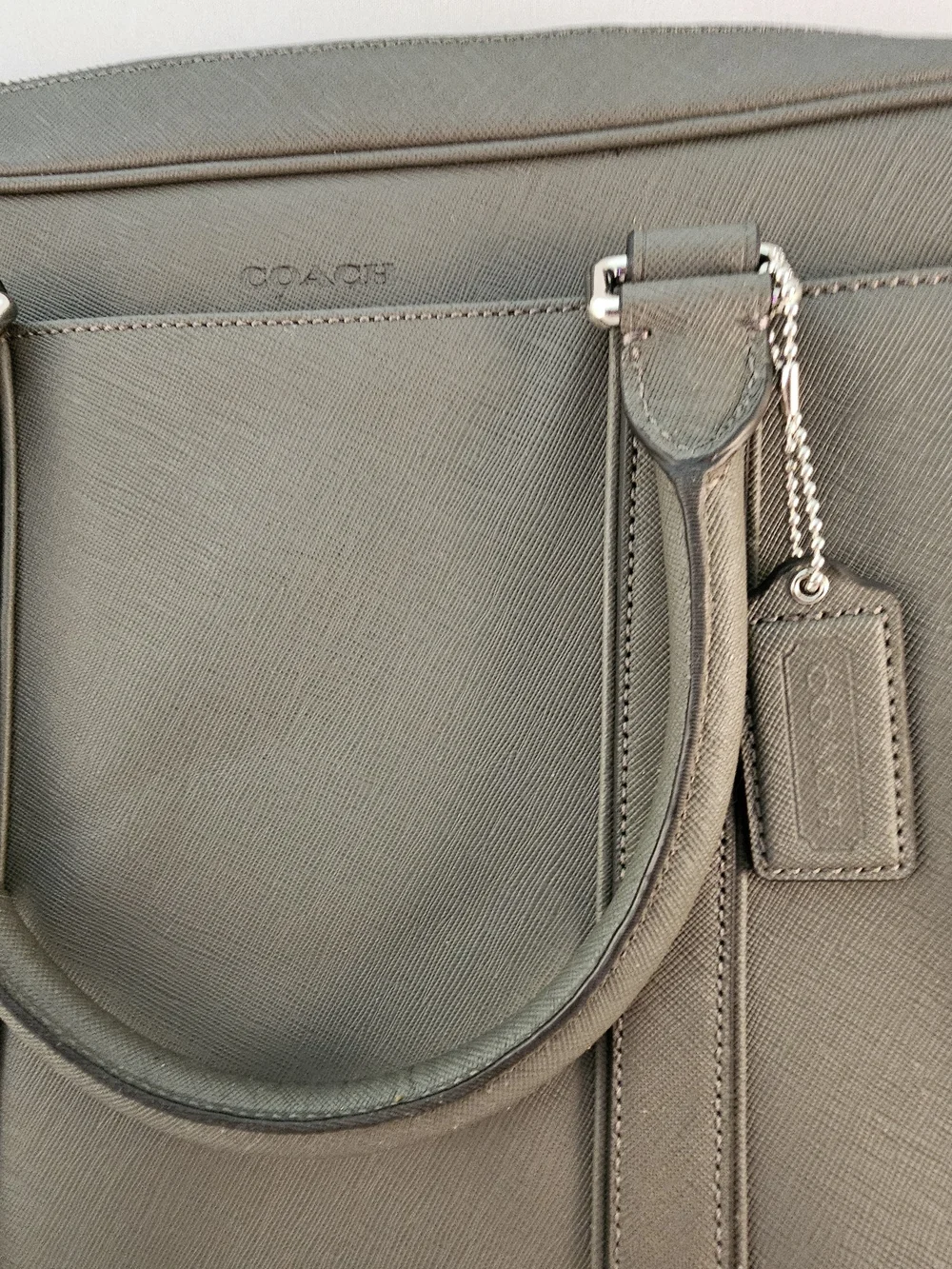Coach Gray Men’s Leather Brief Tote! NWT!